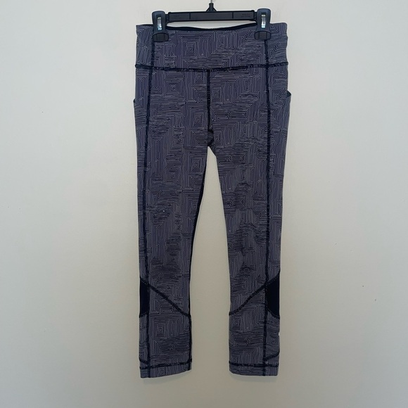 Lululemon Pace Rival Crop Tights Maze Jacquard White Black with Mesh Size 4 - Picture 4 of 10